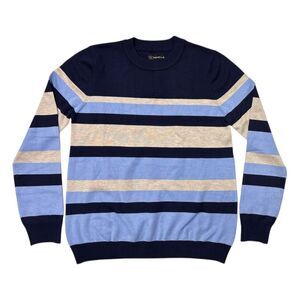 Rafaella Women's Long Sleeve Crew Neck Classic Fit Striped Top - Peacoat